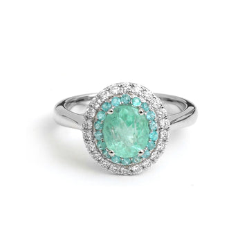 JPRG-5941/14439 Paraiba Tourmaline Diamond Ring | 18K