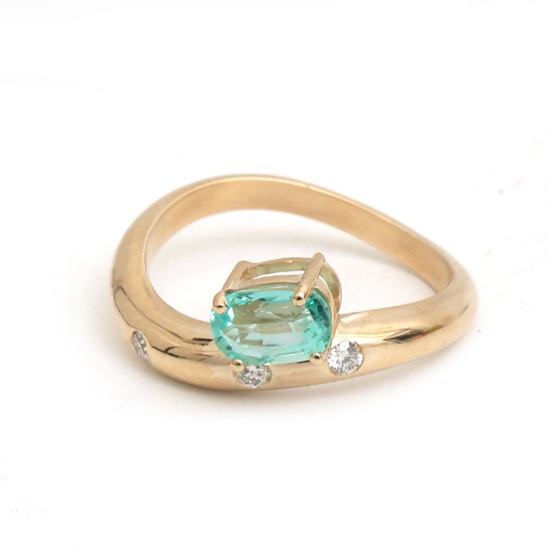 JPRG-5952/14496 Diamond Emerald Ring | 14K