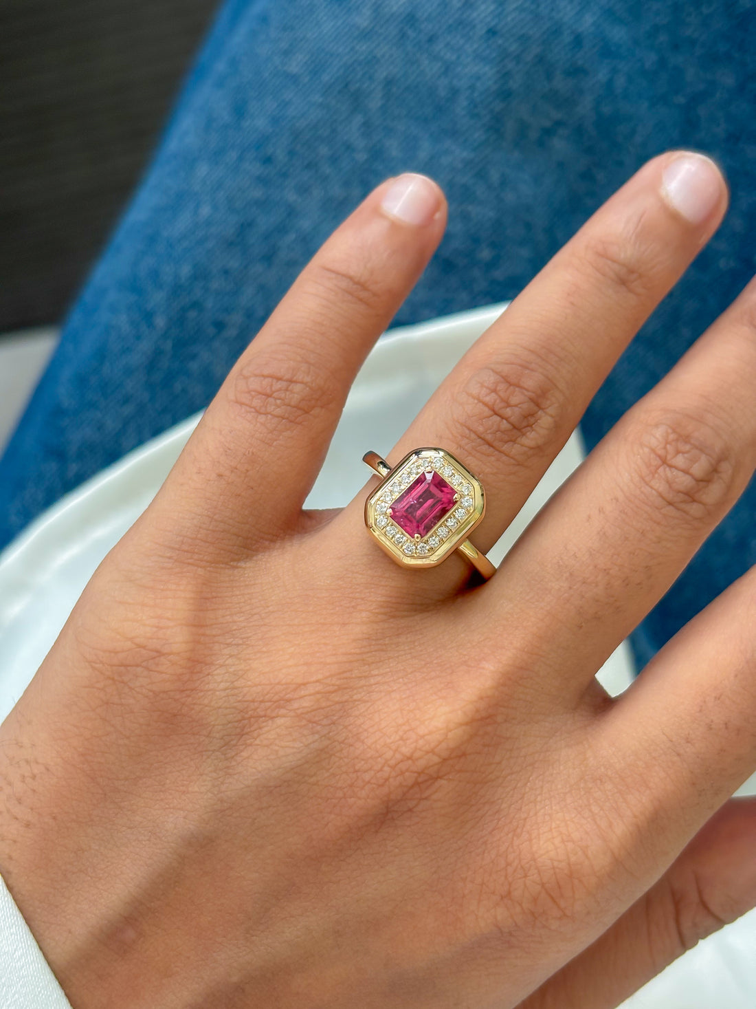 JPRG-6001/14679 Rubillite Diamond Ring | 14K