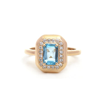 JPRG-6004/14682 Blue Topaz Diamond Ring | 14K
