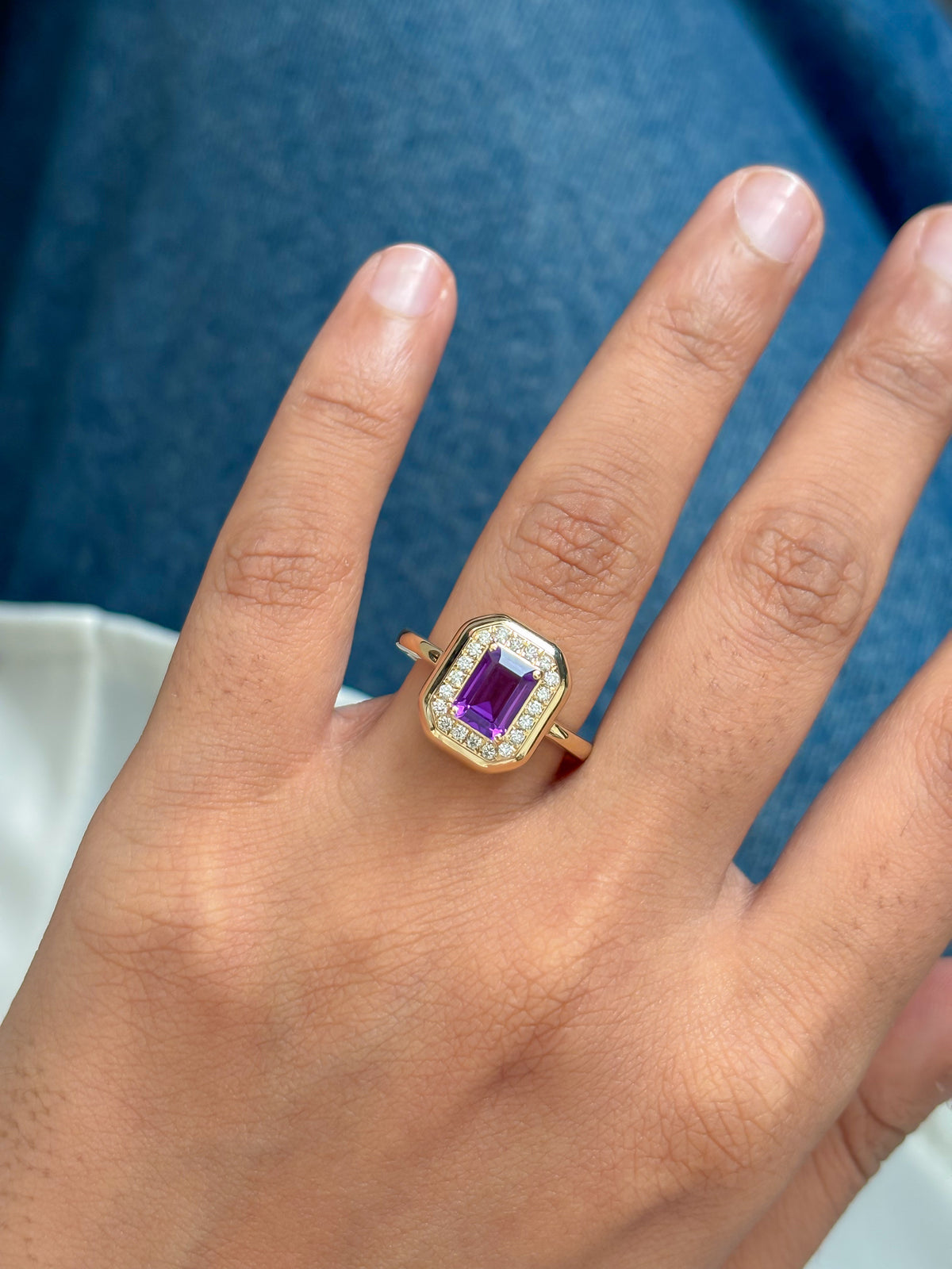 JPRG-6005/14683 Amethyst Diamond Ring | 14K