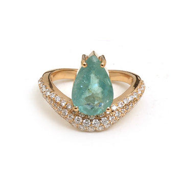 JPRG-6017/14695 Paraiba Tourmaline Diamond Ring | 18K