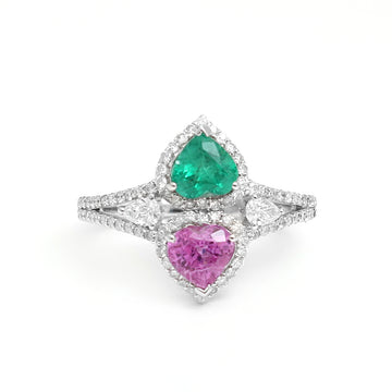JPRG-830/1865 Emerald And Pink Sapphire Ring | 18K