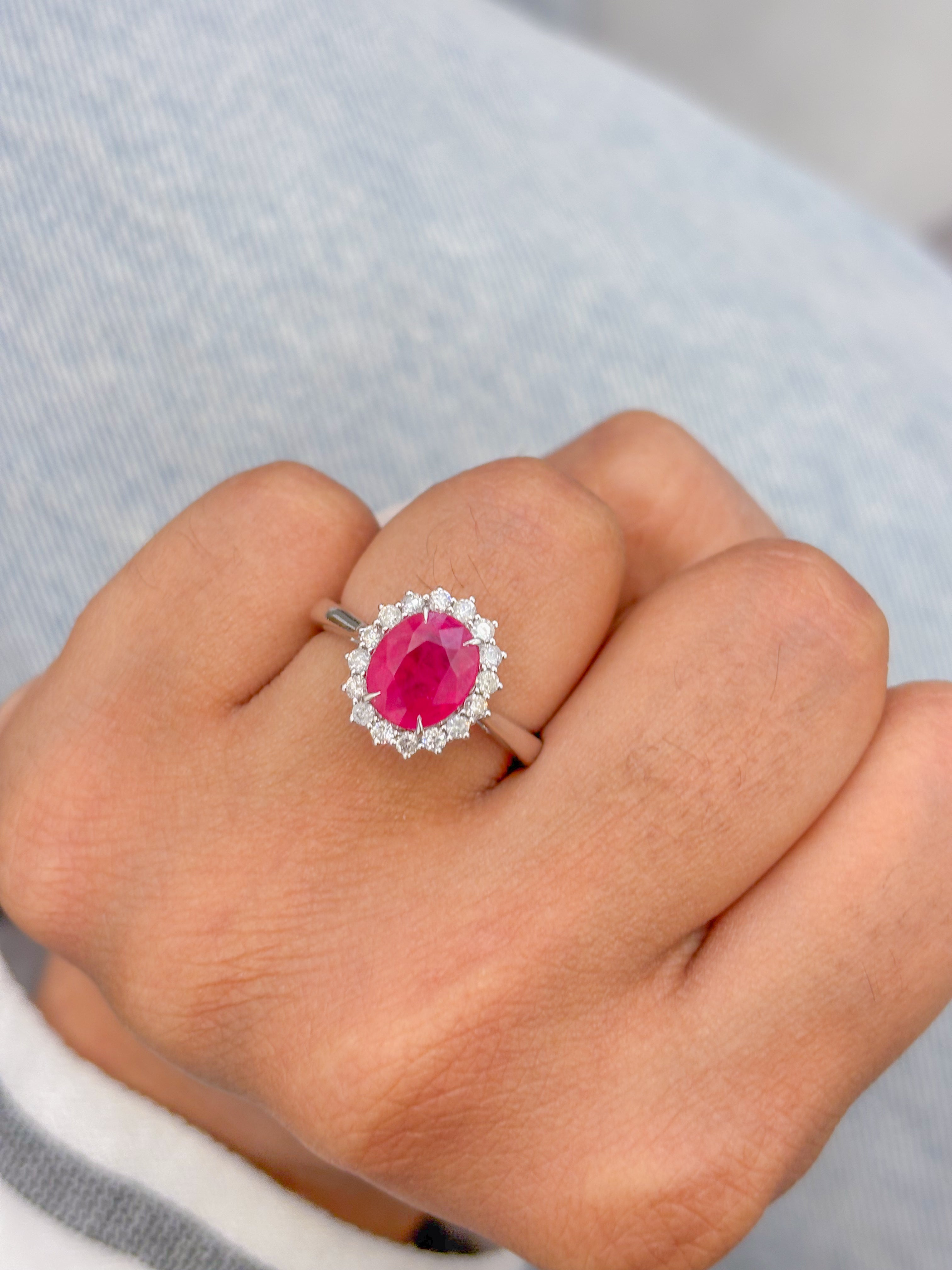 JPRG-967/2201 Ruby Diamond Halo Ring | 18K