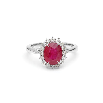 JPRG-967/2201 Ruby Diamond Halo Ring | 18K