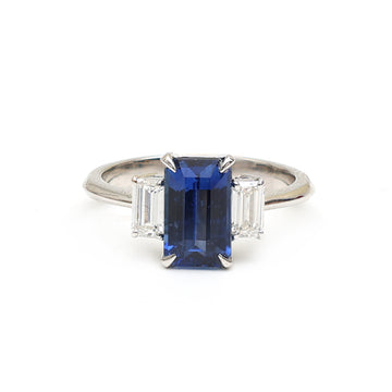 JPRG-987/2253 Blue Sapphire Octagon With Fancy Diamond  Ring | 18K