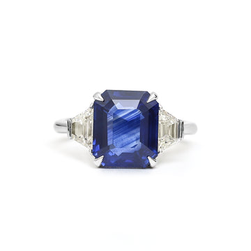 JPRG-991/2266 Blue Sapphire Octagon With Fancy Diamond  Ring | 18K