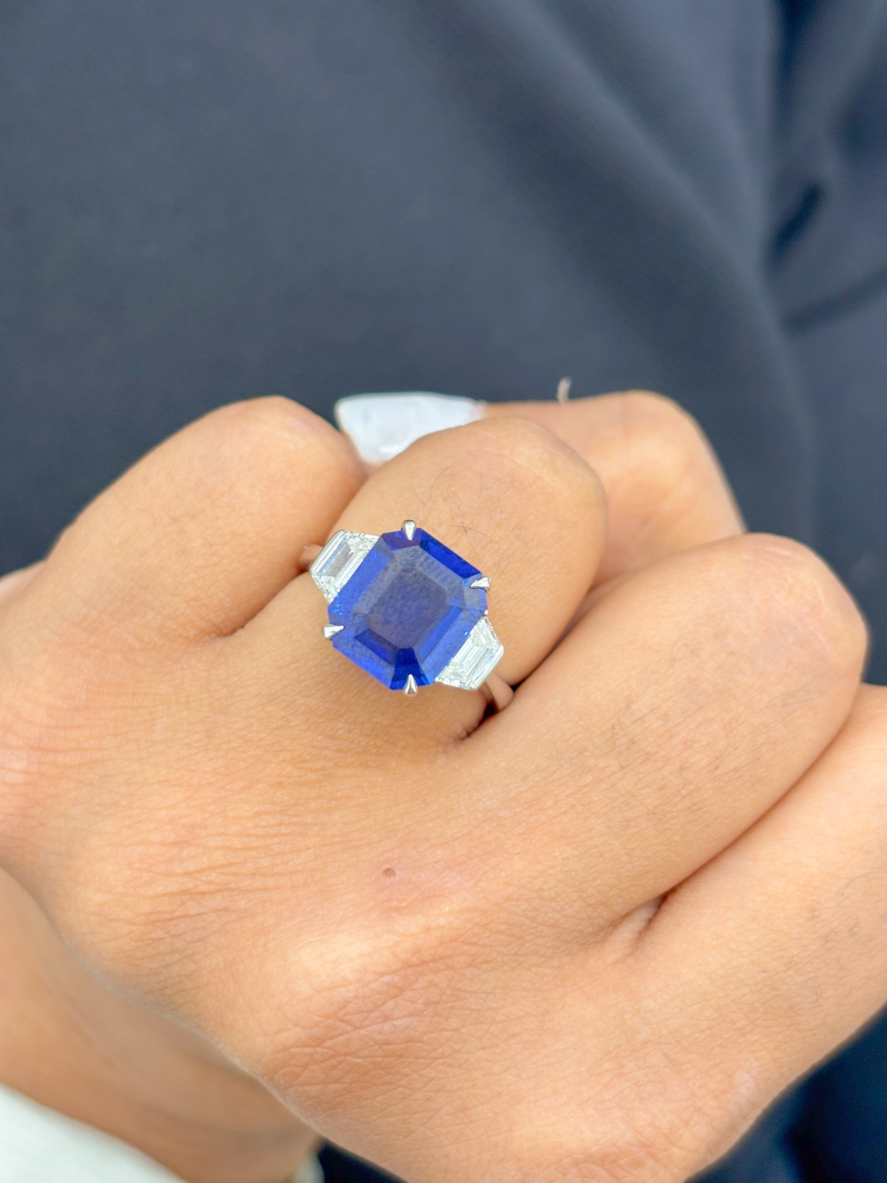JPRG-992/2267 Blue Sapphire Octagon With Fancy Diamond  Ring | 18K