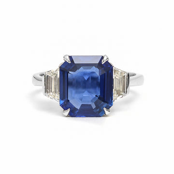 JPRG-992/2267 Blue Sapphire Octagon With Fancy Diamond  Ring | 18K
